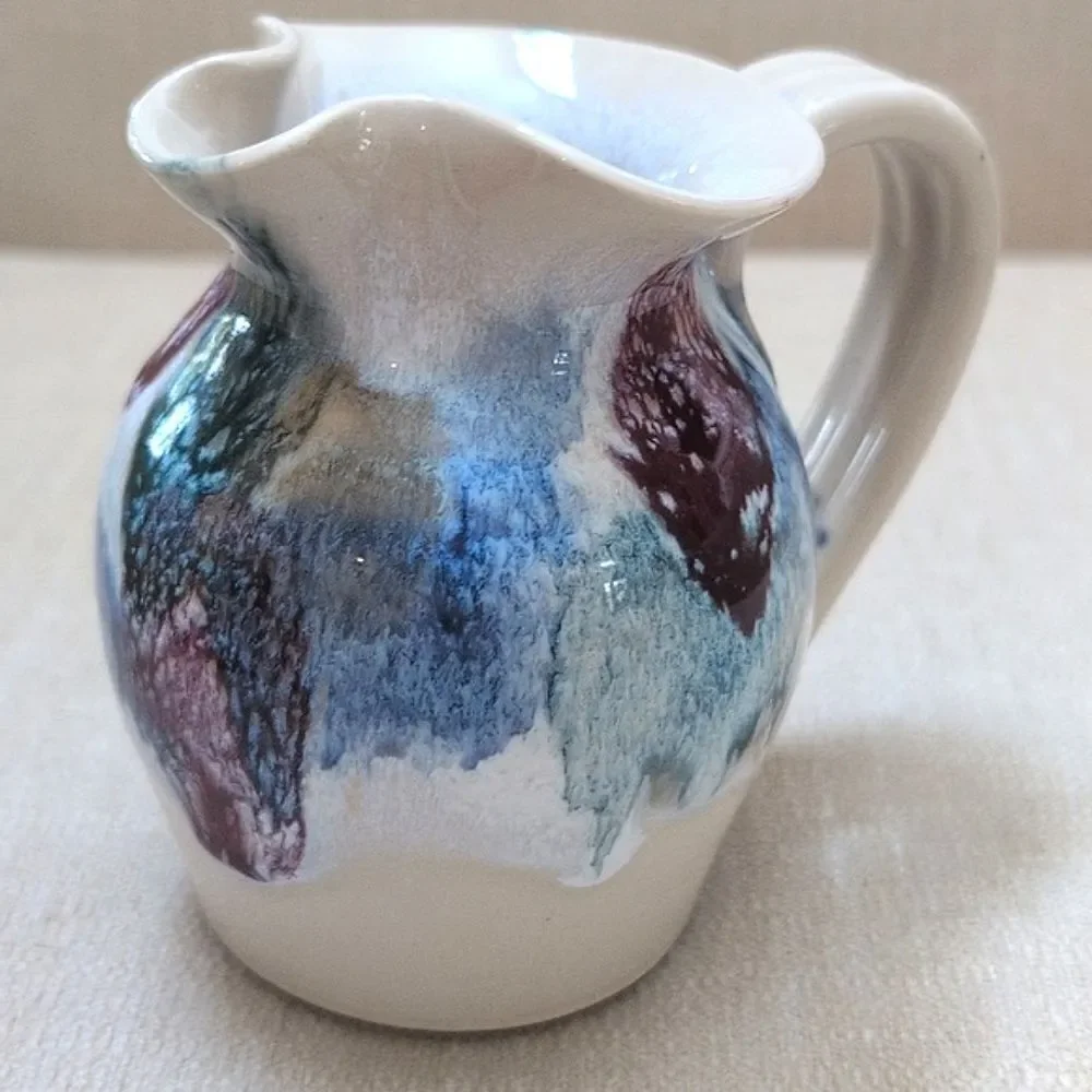 D K Clay North Carolina Stoneware Handmade Small Pitcher/Creamer Artist Signed